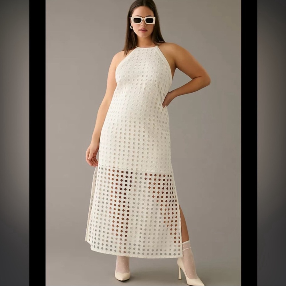Vineet Bahl Eyelet Halter Dress